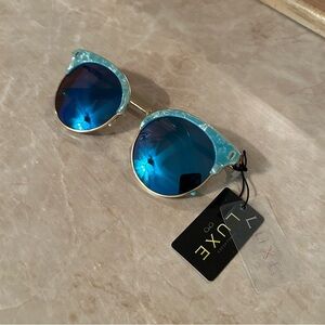 Luxe Aqua and Gold Sunglasses